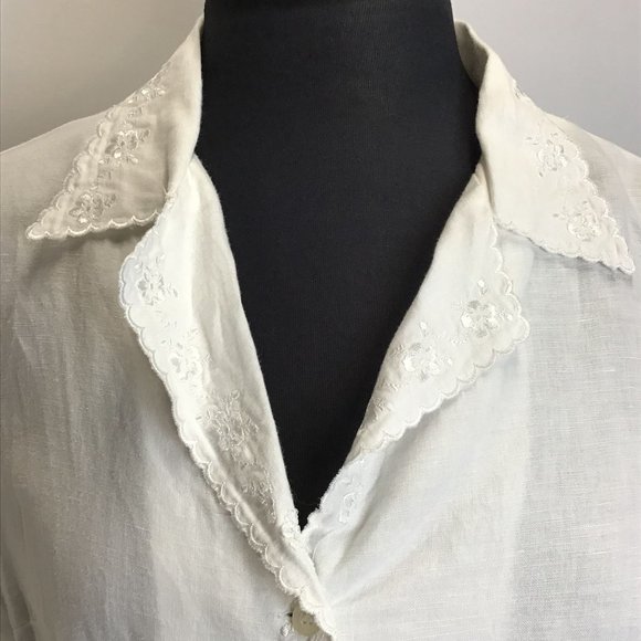 Embroidered Linen Blend Top - Picture 2 of 9